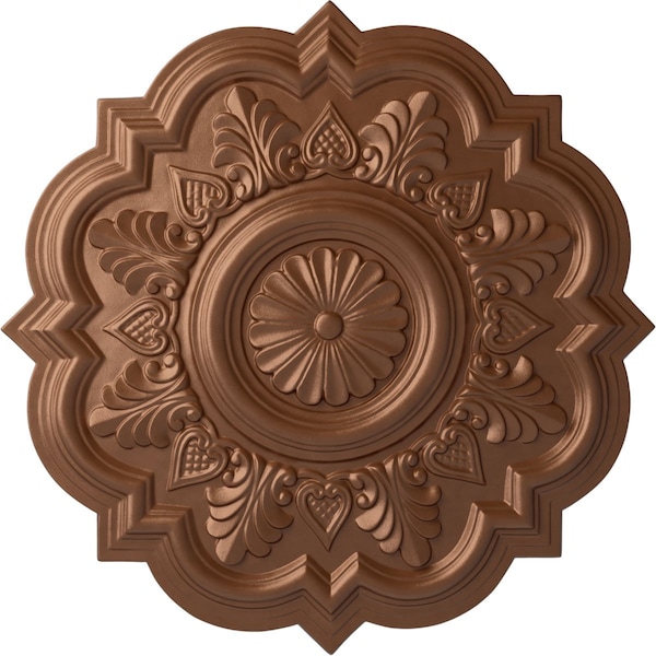 Ekena Millwork Deria Ceiling Medallion (Fits Canopies up to 6"), Hand-Painted Polished Copper, 20 1/4"OD x 1 1/2"P CM20DRPOS - main